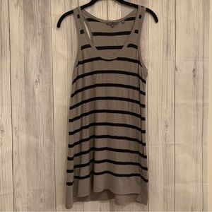 Vince Gray and Black Striped Sweater Tunic Length Tank Top Size Medium M